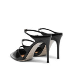 Load image into Gallery viewer, Black Triple Crystal Strap Pointy Pumps
