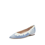 Load image into Gallery viewer, Denim Lace Crystal Pointy Flats
