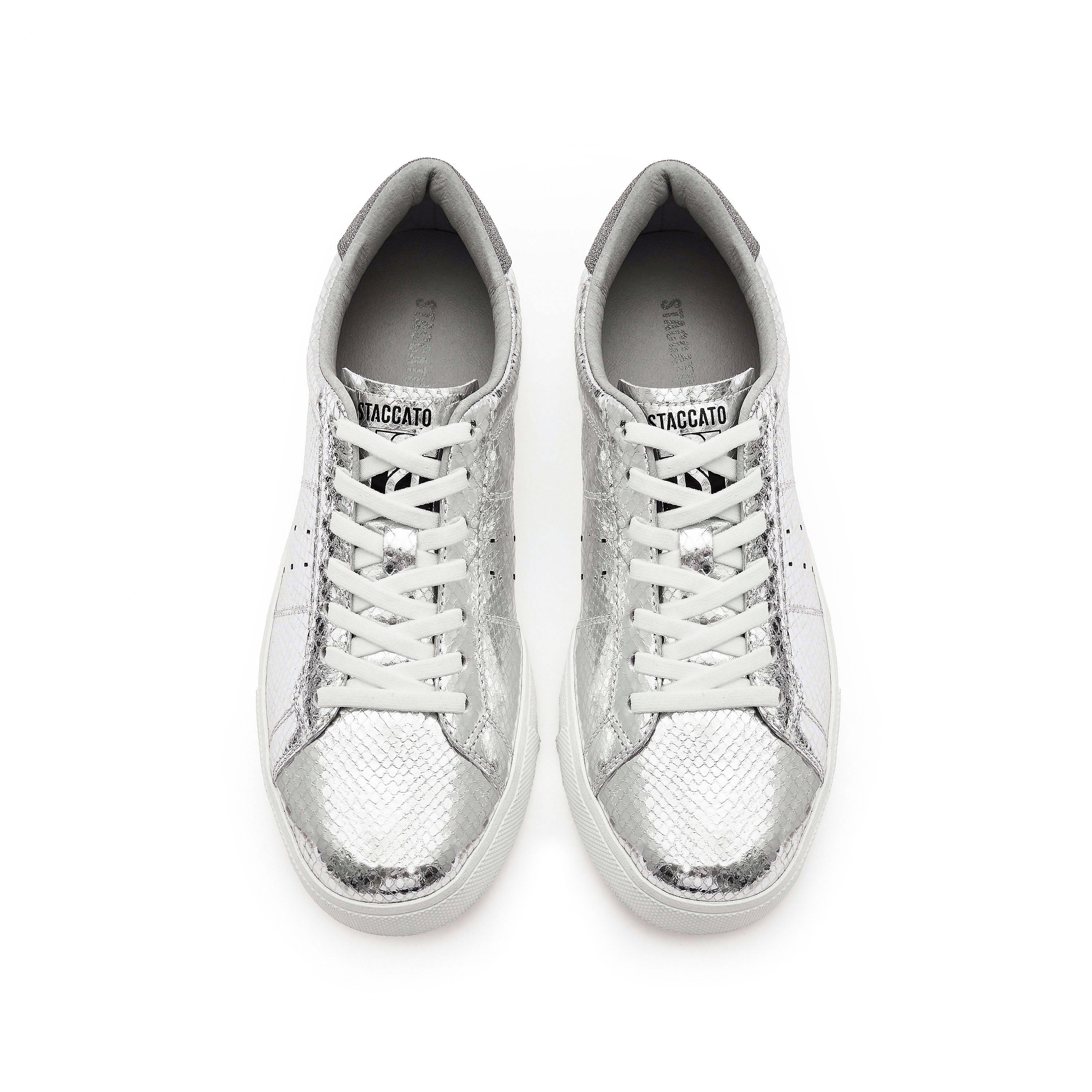 Silver Bettles Leather Lace Up Runner