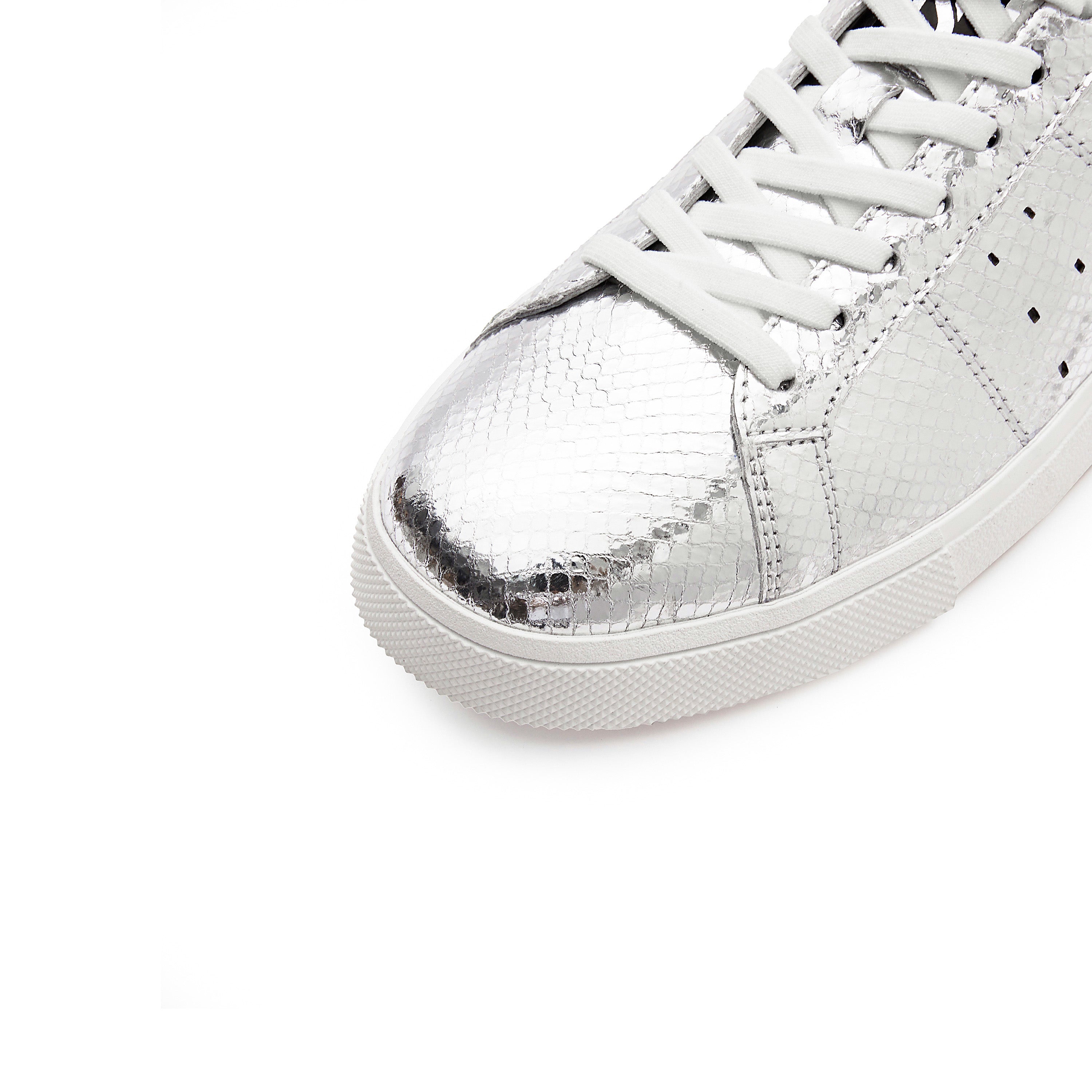 Silver Bettles Leather Lace Up Runner