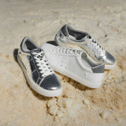 Silver Bettles Leather Lace Up Runner
