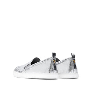 Silver Glitter Toe Cap Leather Slip On