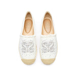 Load image into Gallery viewer, White Crystal Pearl-Embellished Logo Espadrilles
