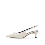 Load image into Gallery viewer, Beige ST Metal-plaque Slingback Pumps
