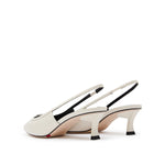 Load image into Gallery viewer, Beige ST Metal-plaque Slingback Pumps
