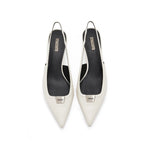 Load image into Gallery viewer, Beige ST Metal-plaque Slingback Pumps
