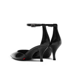 Load image into Gallery viewer, Metallic Toe Ankle Dress Black Leather Pumps
