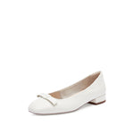 Load image into Gallery viewer, Beige Bow Leather Flats
