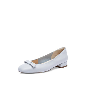 Light Blue Bow Leather Flats