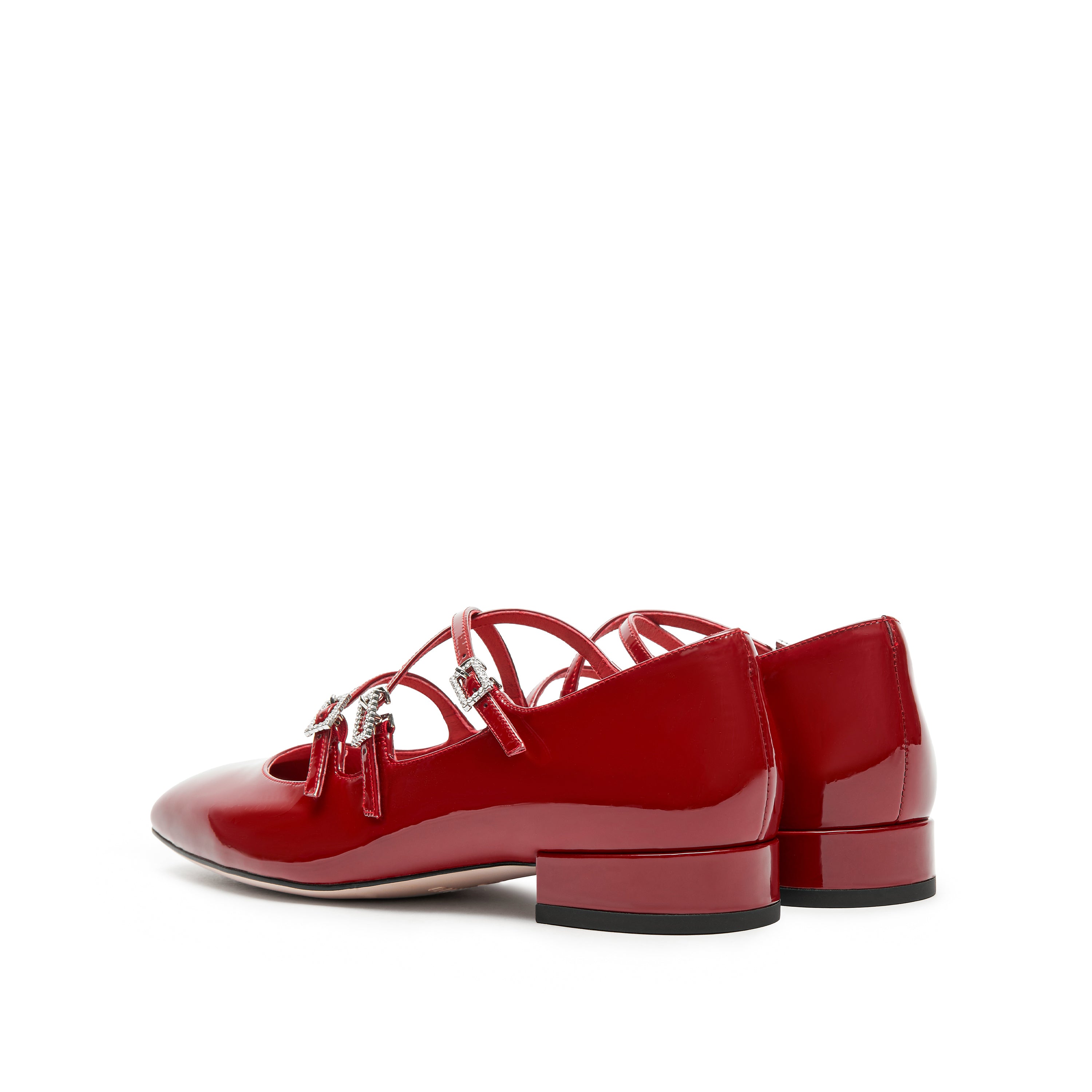 Red Strappy Patent Mary Jane Flats