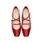 Load image into Gallery viewer, Red Strappy Patent Mary Jane Flats
