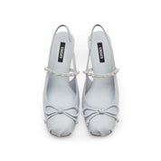 Light Blue Crystal embellished Ballerina Pumps