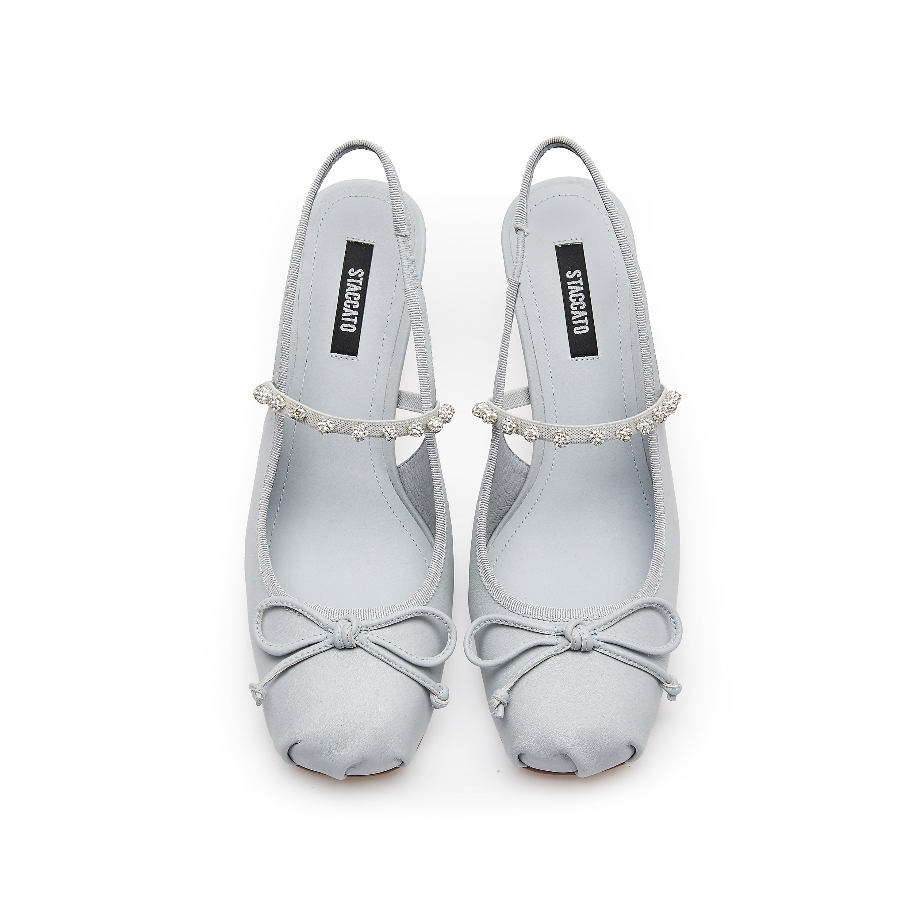 Light Blue Crystal embellished Ballerina Pumps