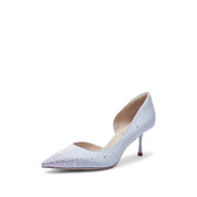 Light Blue Crystal embellished D'Orsay Pumps