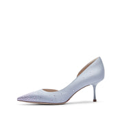 Light Blue Crystal embellished D'Orsay Pumps