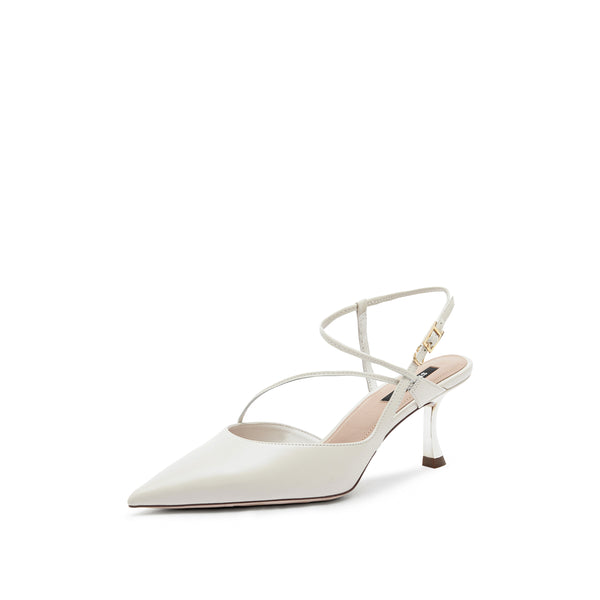 [STACCATO - Official Site] White Cross Strap Pointy Slingback Pumps