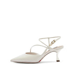 Load image into Gallery viewer, White Cross Strap Pointy Slingback Pumps
