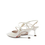 Load image into Gallery viewer, White Cross Strap Pointy Slingback Pumps
