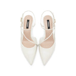 Load image into Gallery viewer, White Cross Strap Pointy Slingback Pumps
