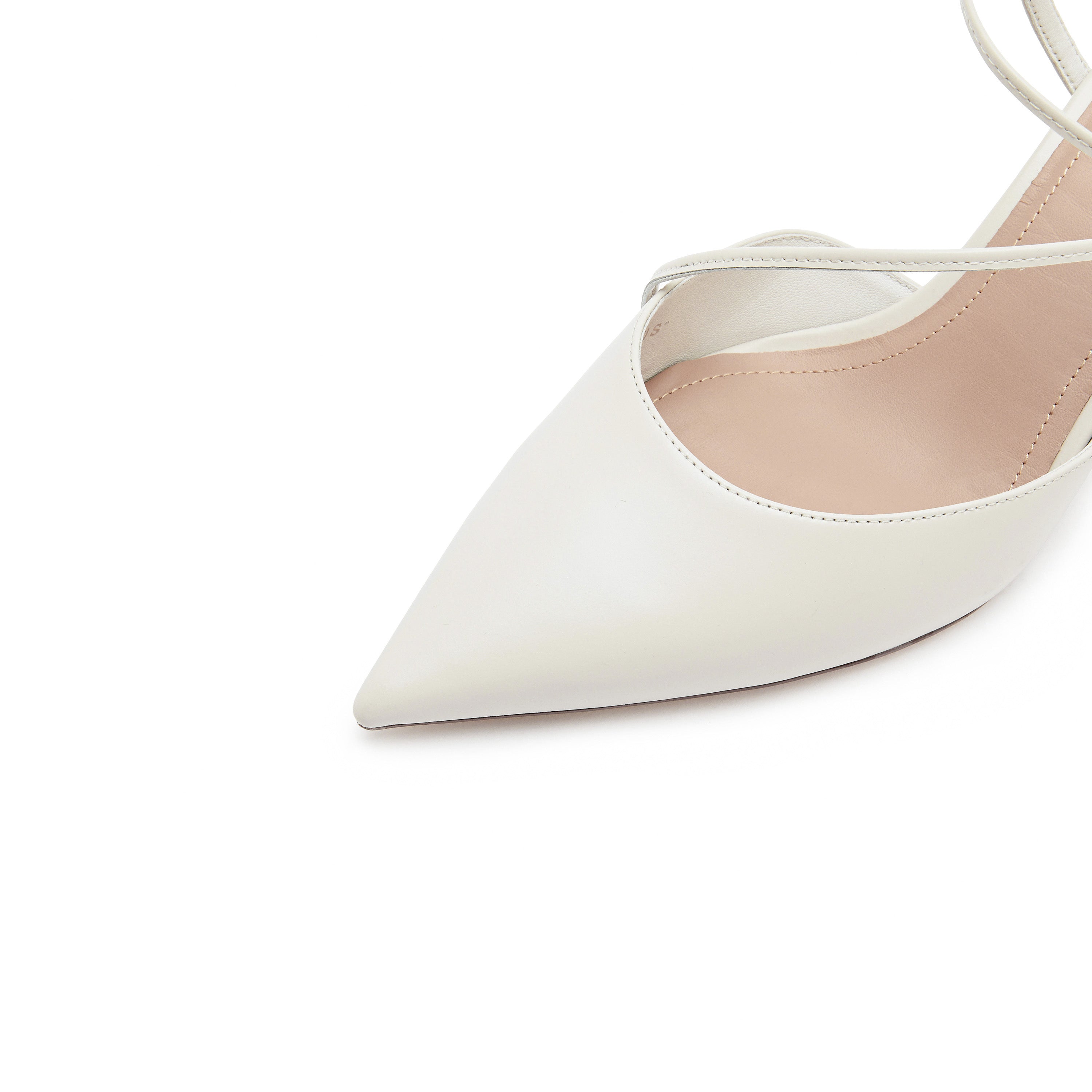 White Cross Strap Pointy Slingback Pumps