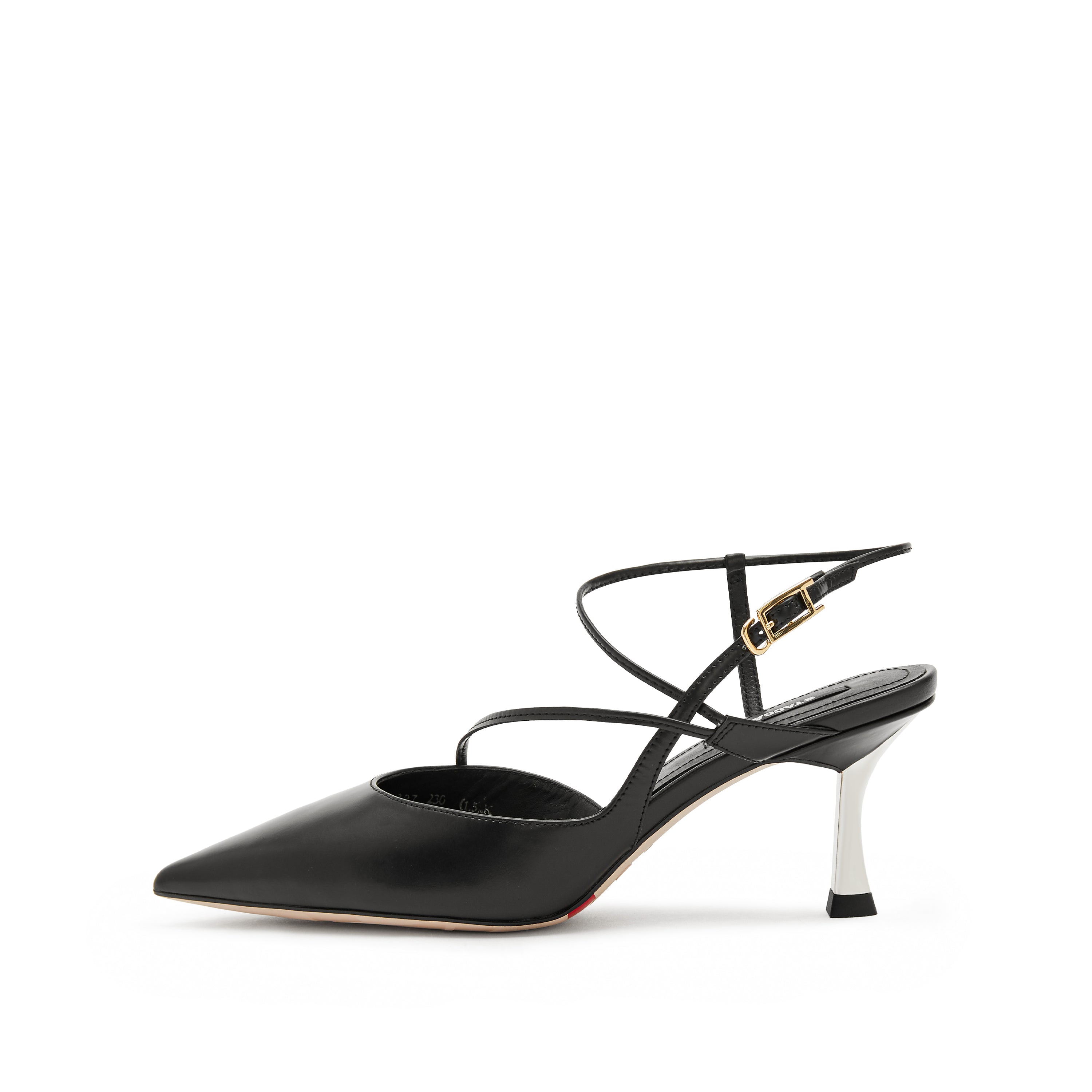 Black Cross Strap Pointy Slingback Pumps