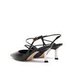 Load image into Gallery viewer, Black Cross Strap Pointy Slingback Pumps
