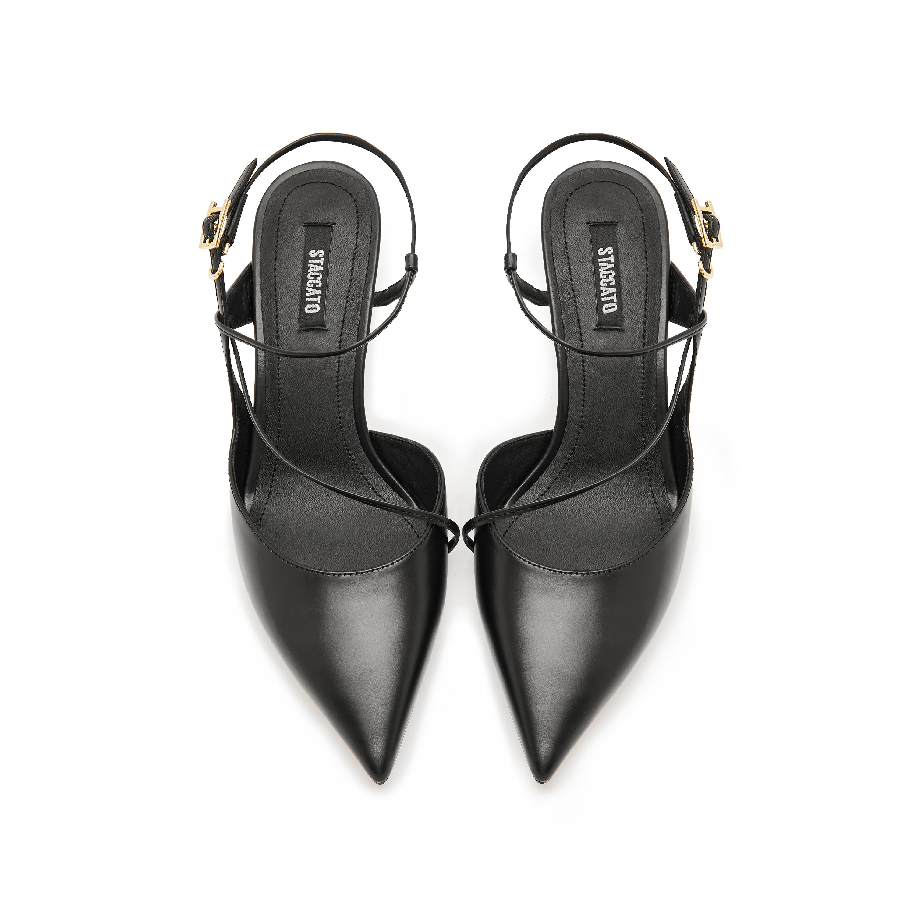 STACCATO Official Site Black Cross Strap Pointy Slingback Pumps