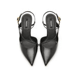 Load image into Gallery viewer, Black Cross Strap Pointy Slingback Pumps
