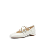 Load image into Gallery viewer, White Strappy Patent Mary Jane Flats
