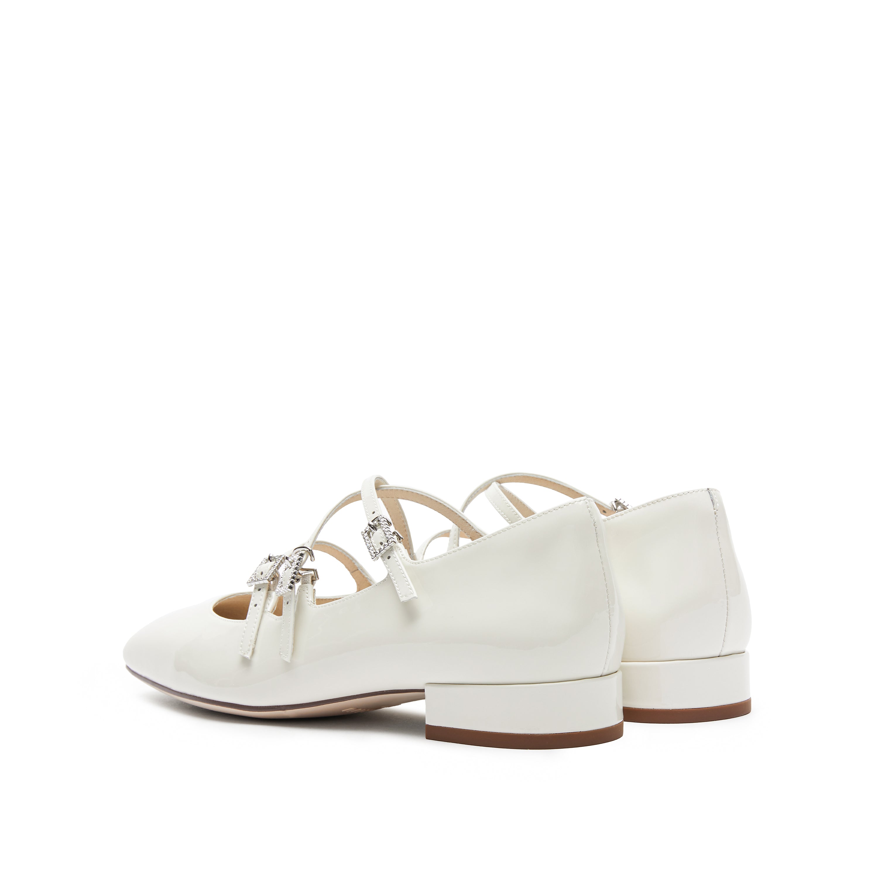 White Strappy Patent Mary Jane Flats