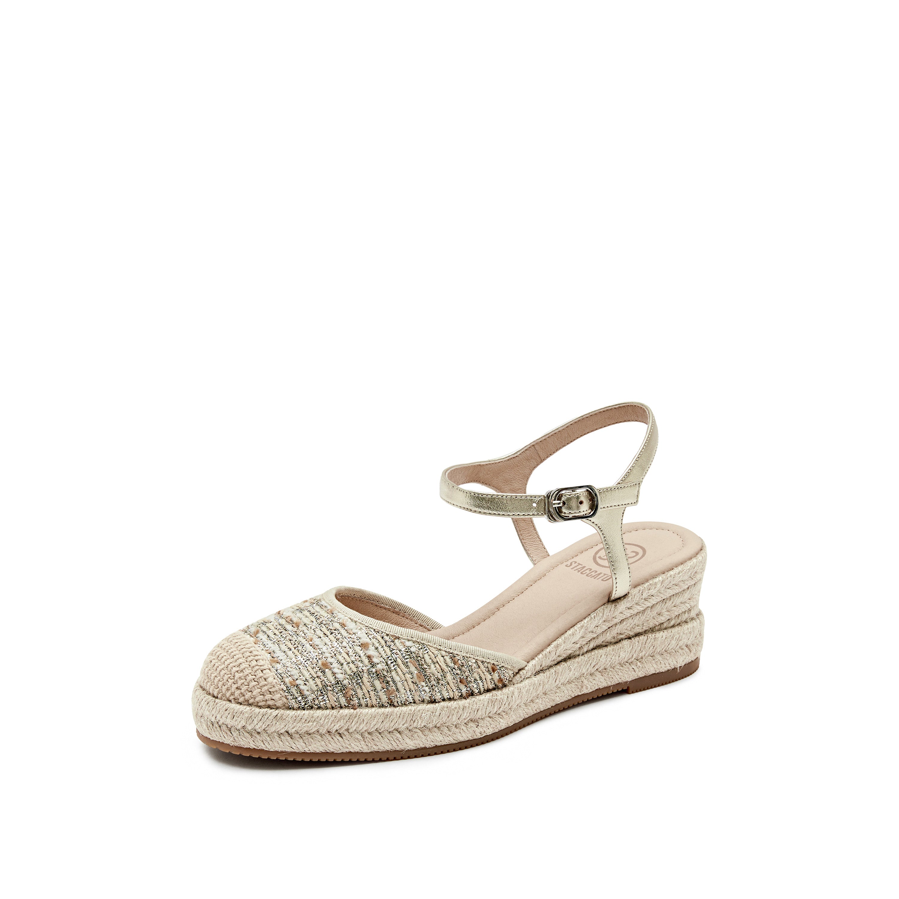 Golden Glitter Espadrille Wedge Sandals