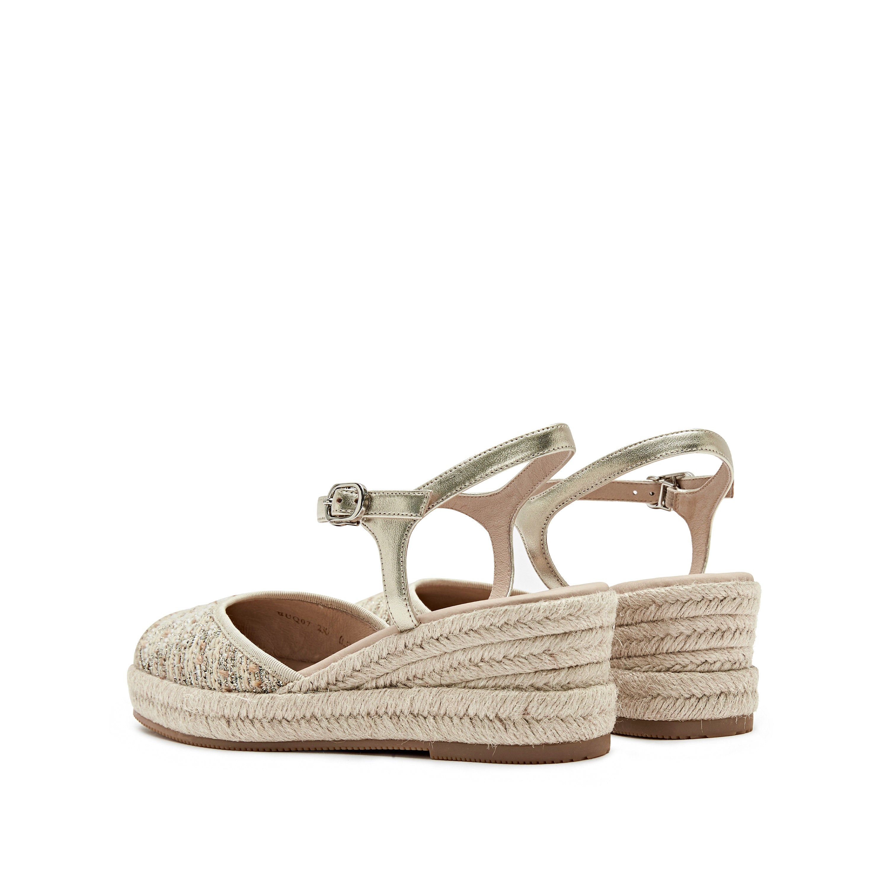 Golden Glitter Espadrille Wedge Sandals