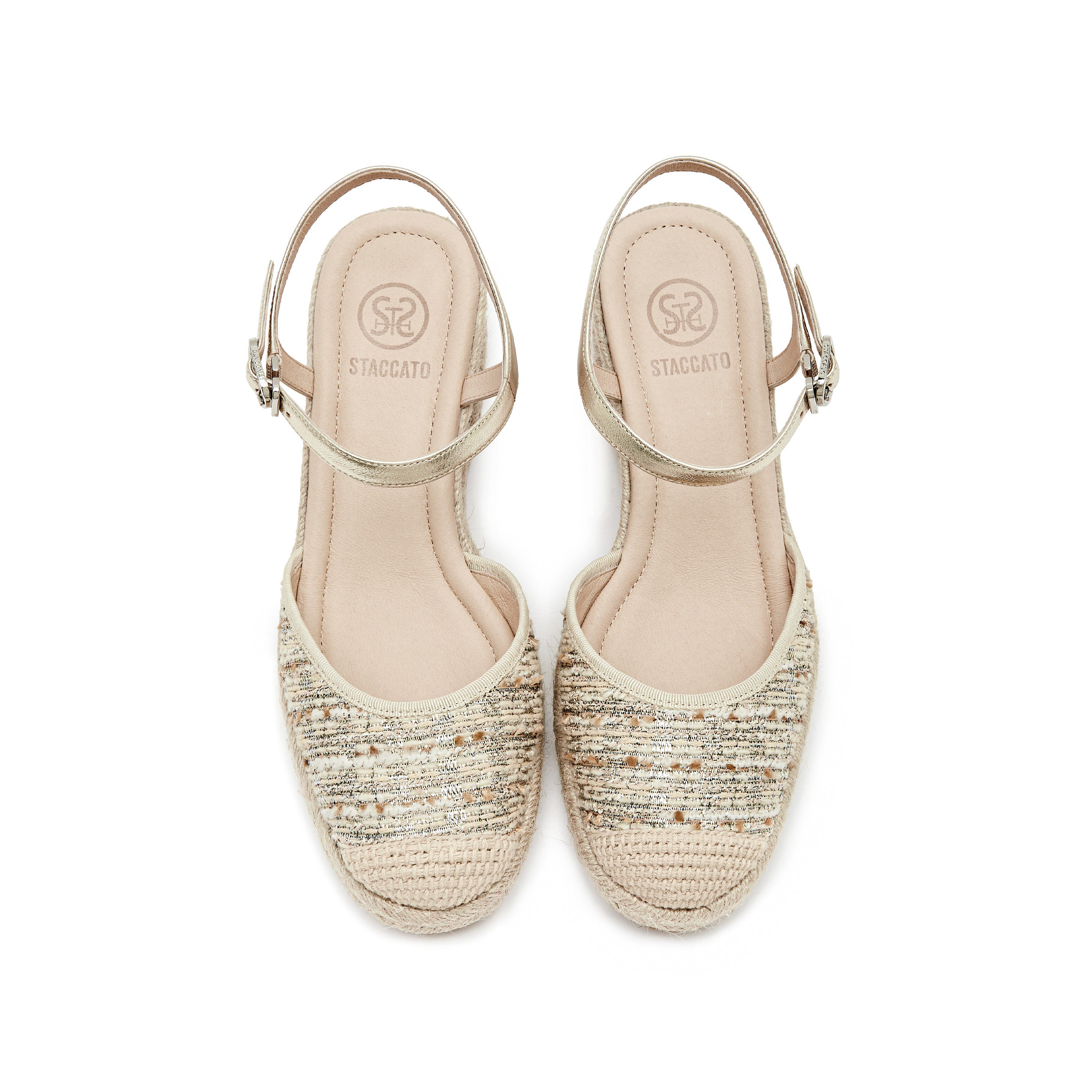 Golden Glitter Espadrille Wedge Sandals