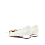 Load image into Gallery viewer, Beige Leather Bow Pointy Flats
