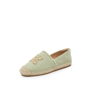 Light Green Bead-Embellished Logo Espadrilles