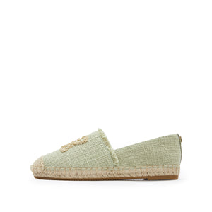 Light Green Bead-Embellished Logo Espadrilles