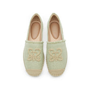 Light Green Bead-Embellished Logo Espadrilles