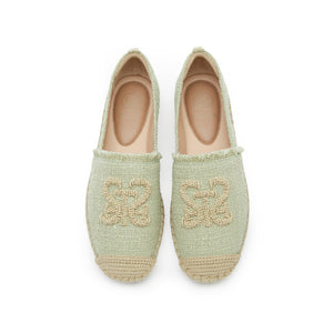 Light Green Bead-Embellished Logo Espadrilles