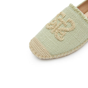 Light Green Bead-Embellished Logo Espadrilles