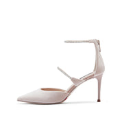 Pastel Pearly Double Strap Pointy Pumps