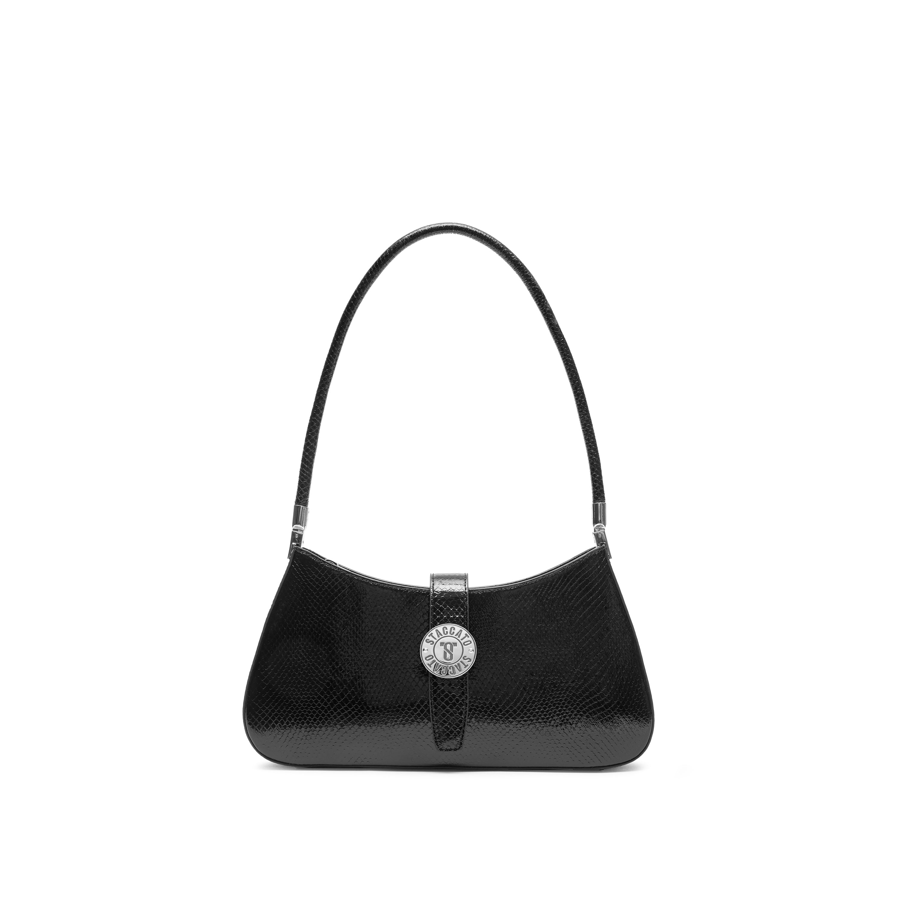 Black Embossed Luna Shoulder Bags