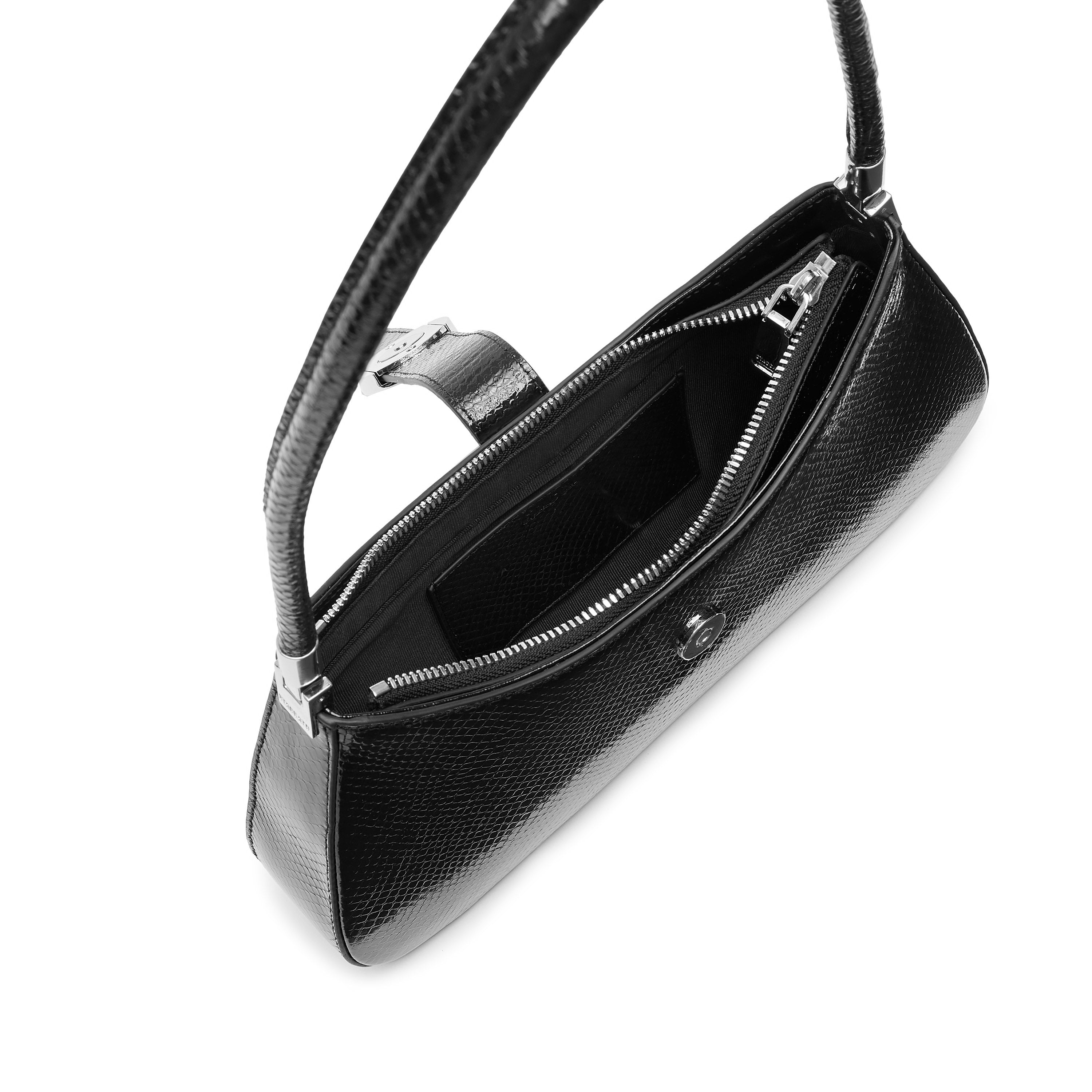 Black Embossed Luna Shoulder Bags