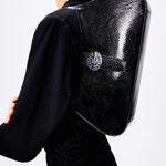 Load image into Gallery viewer, Black Embossed Luna Shoulder Bags
