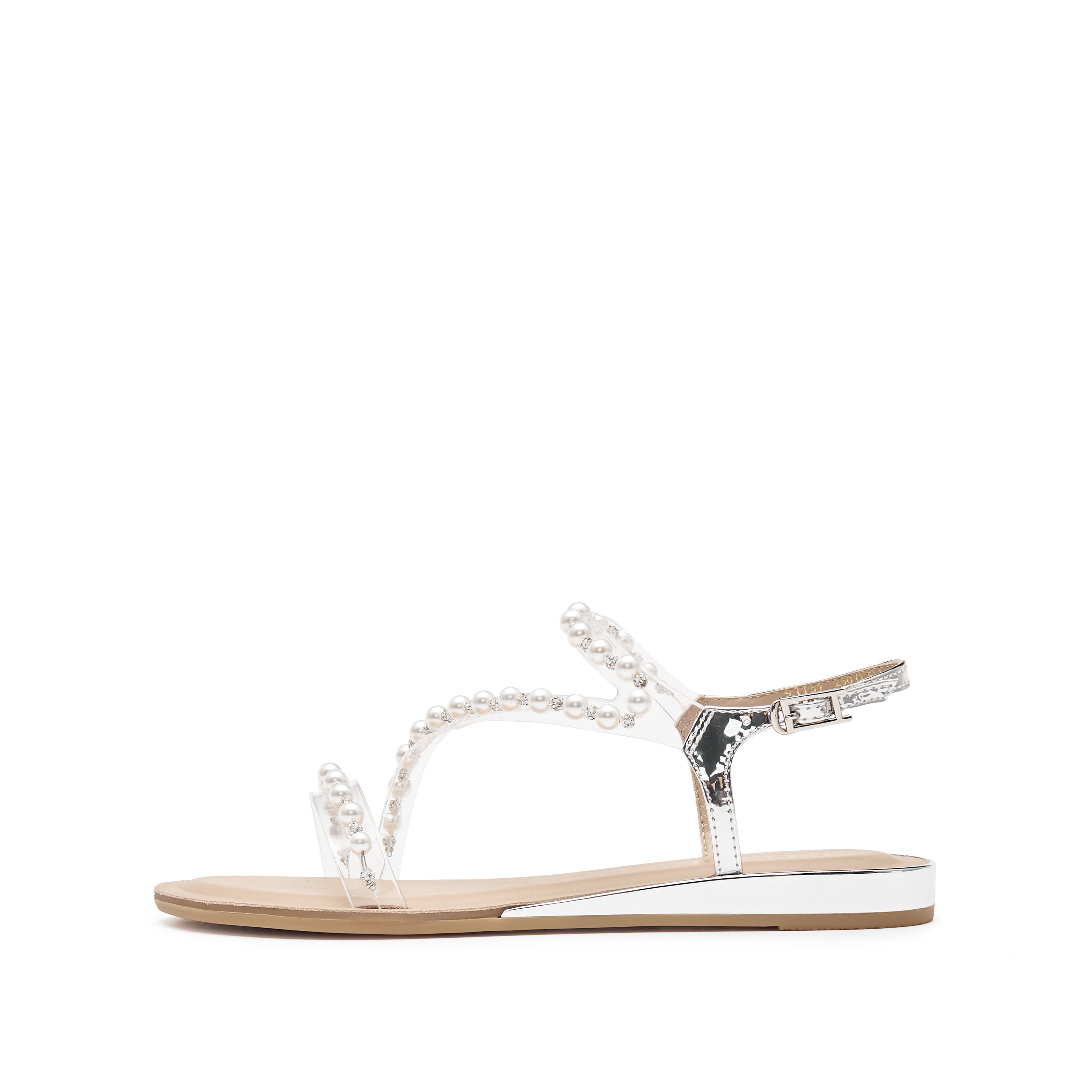 White Crystal-Pearl Strap Slides