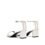 Load image into Gallery viewer, White Leather Blocked Lace Heeled Sandals
