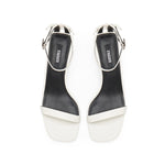 Load image into Gallery viewer, White Leather Blocked Lace Heeled Sandals
