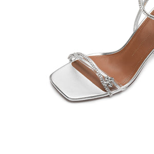 Silver Crystal Thorns Cross Strap Heel Sandals