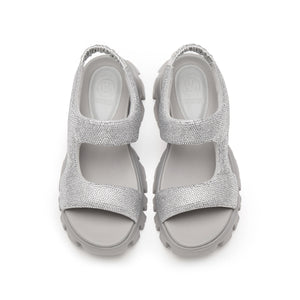 Silver Crystal-embellished Sporty Sandals