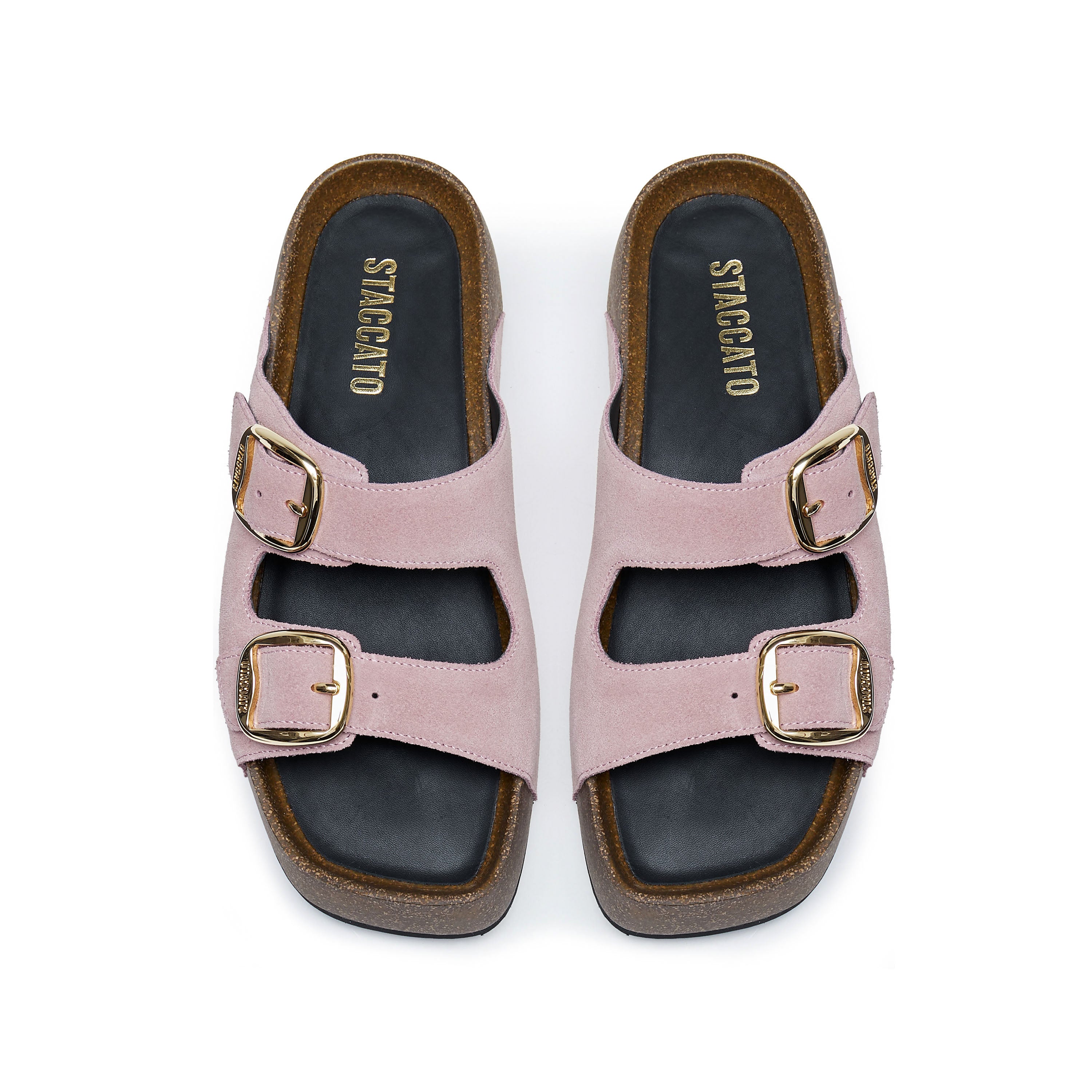 Pink Double strap Suede Sandals
