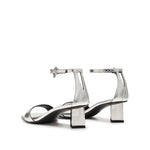 Load image into Gallery viewer, Silver Ankle Strap Block Heeled Sandals

